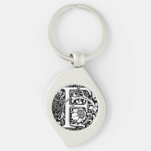 Letter F Mediaeval Monogram Art Nouveau Key Ring