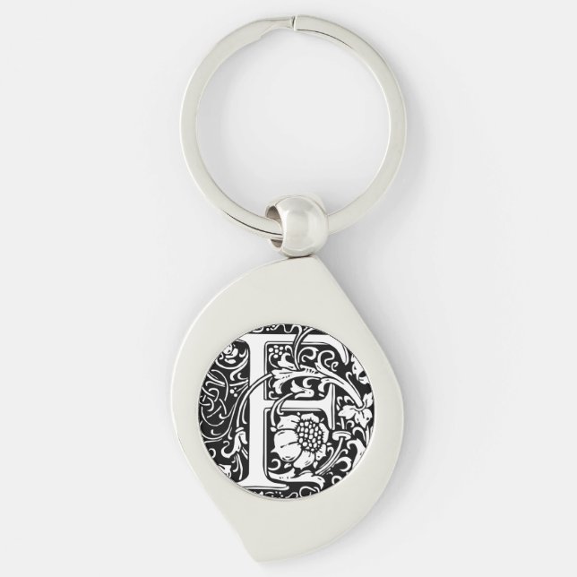 Letter F Mediaeval Monogram Art Nouveau Key Ring (Front)