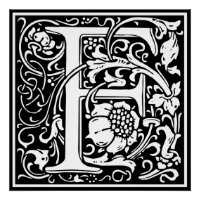 Letter F Mediaeval Monogram Art Nouveau