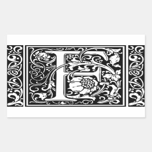 Letter F Mediaeval Monogram Art Nouveau Rectangular Sticker