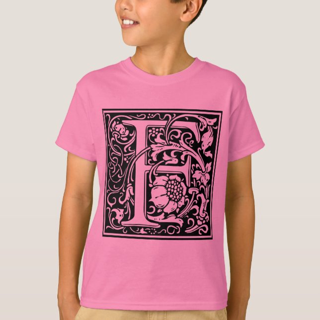 Letter F Mediaeval Monogram Art Nouveau T-Shirt (Front)
