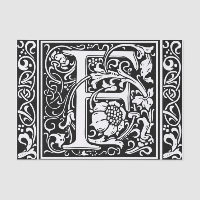 Letter F Mediaeval Monogram Art Nouveau Tissue Paper (Front)