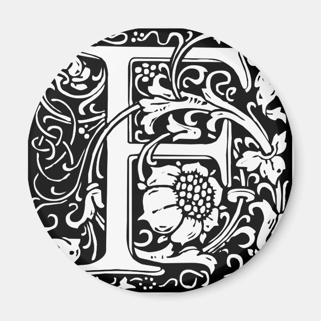 Letter F Medieval Monogram Art Nouveau Magnet (Front)