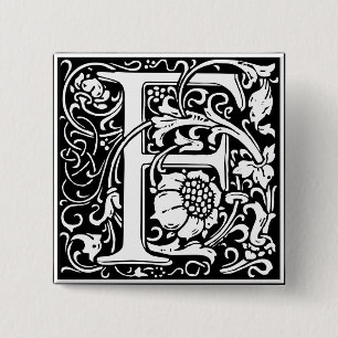 Letter F Medieval Monogram Vintage Initial 15 Cm Square Badge