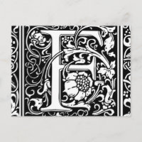 Letter F Medieval Monogram Vintage Initial