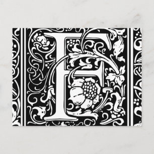 Letter F Medieval Monogram Vintage Initial Postcard