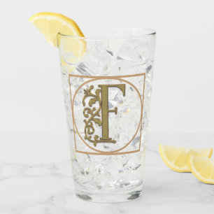 LETTER F MONOGRAM Beautiful Wedding New Home Gift Glass