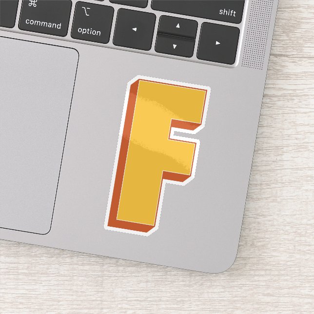 Letter F Monogram, Bold 3D Type Font Initial  (Detail)