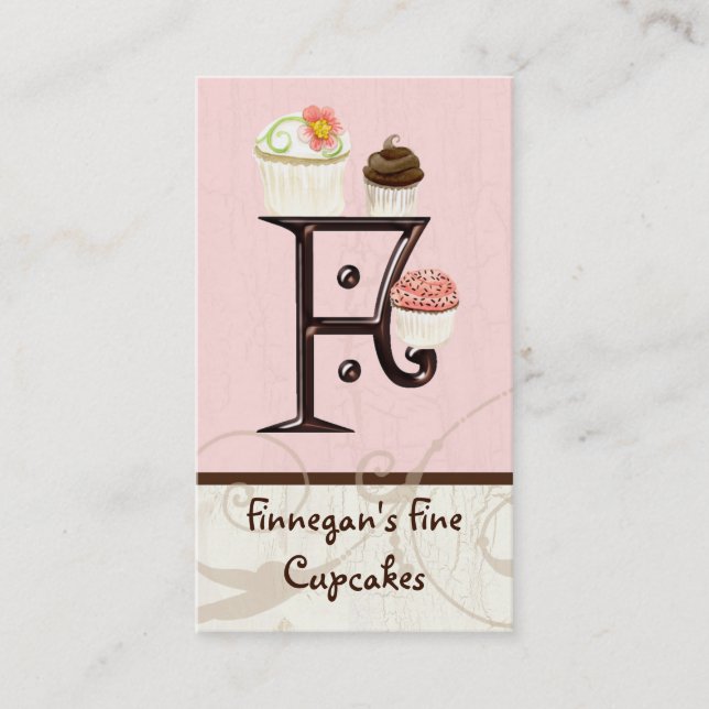 Letter F Monogram Dessert Bakery Business Cards (Front)
