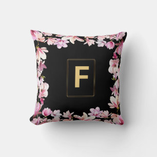 Letter F Monogram Floral cute Frame Cushion