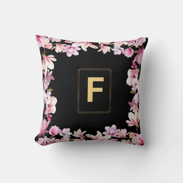 Letter F Monogram Floral cute Frame Cushion (Front)