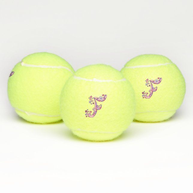 Letter F monogram girls personalised doodle art Tennis Balls (Multi)