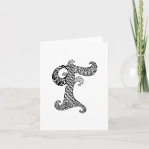 Letter F Monogram in Black and White Note Card