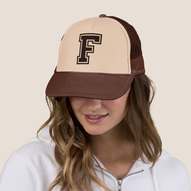 Letter "F" Monogrammed Trucker Hat (In Situ)