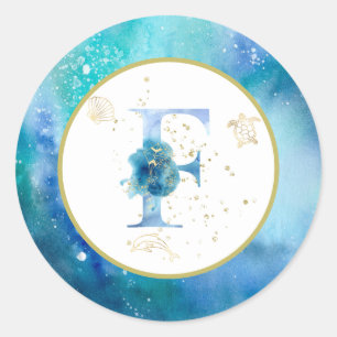 *~*  LETTER F - Nautical Beach Envelope  Sticker