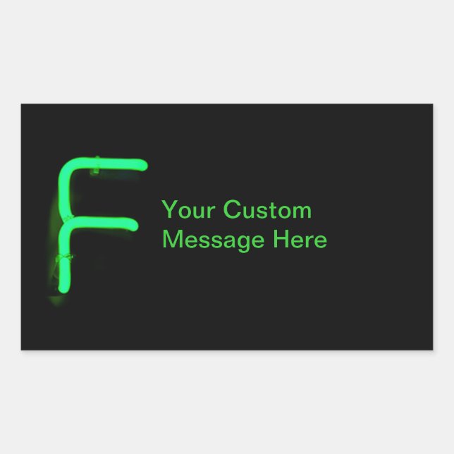 Letter "F" Neon Light Monogram Rectangular Sticker (Front)