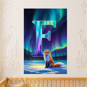 Letter F Northern Lights Nursery   Aurora Borealis Poster