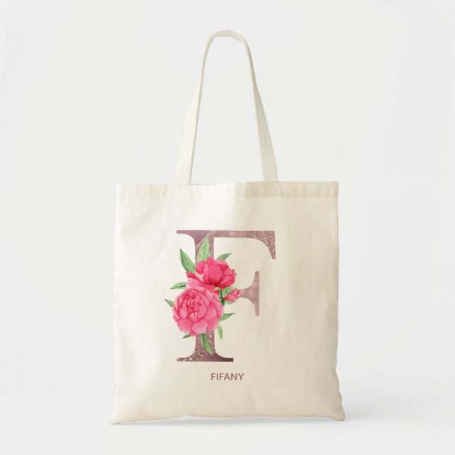 Letter F Personalised name monogram bridesmaid   Tote Bag (Front)