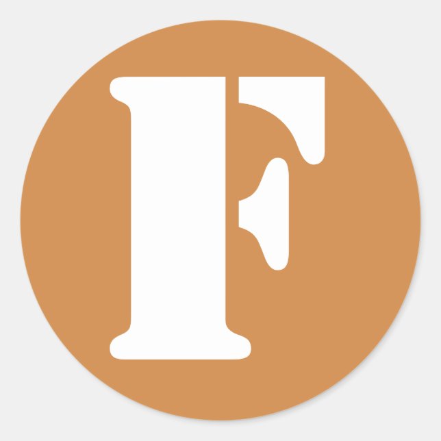 Letter F Peru Gold Stencil Alphabet by Janz Classic Round Sticker (Front)
