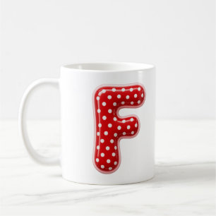 Letter F Red Polka Dot Christmas Monogram Coffee Mug