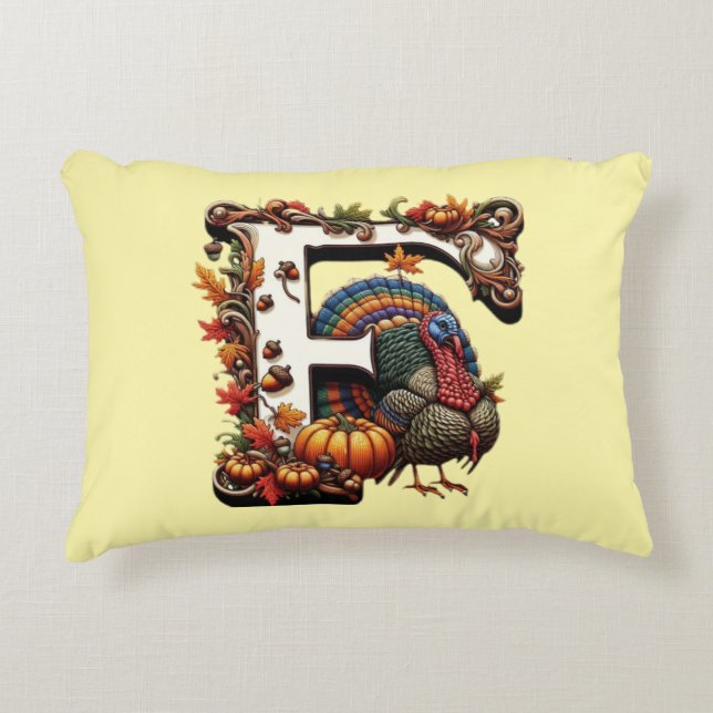 Letter f Thanksgiving gift style  Decorative Cushion (Front)