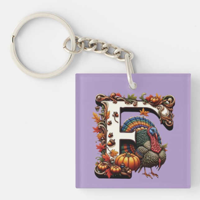 Letter f Thanksgiving gift style  Key Ring (Front)