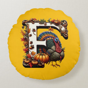 Letter f Thanksgiving gift style Round Cushion