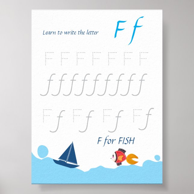 Letter F Tracing Poster for Kids (Front)