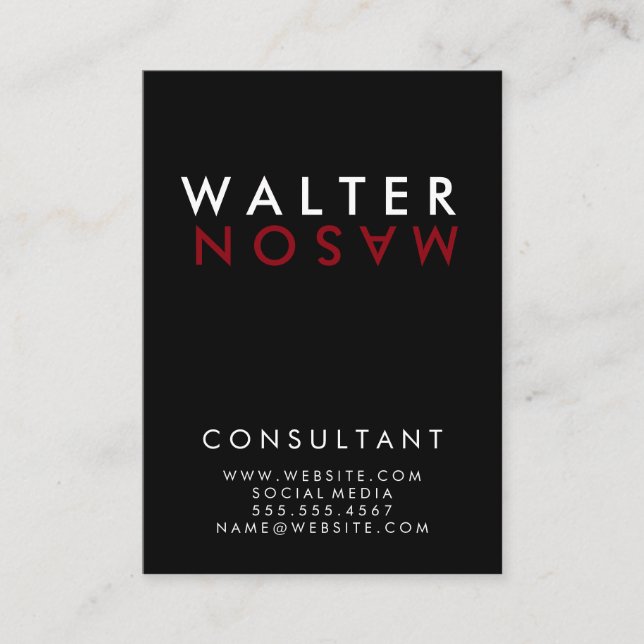 Letter Flip / Black Red / Black Business Card (Front)
