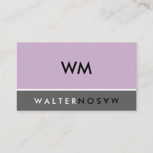 Letter Flip Monogram Company Purple Grey Business Card