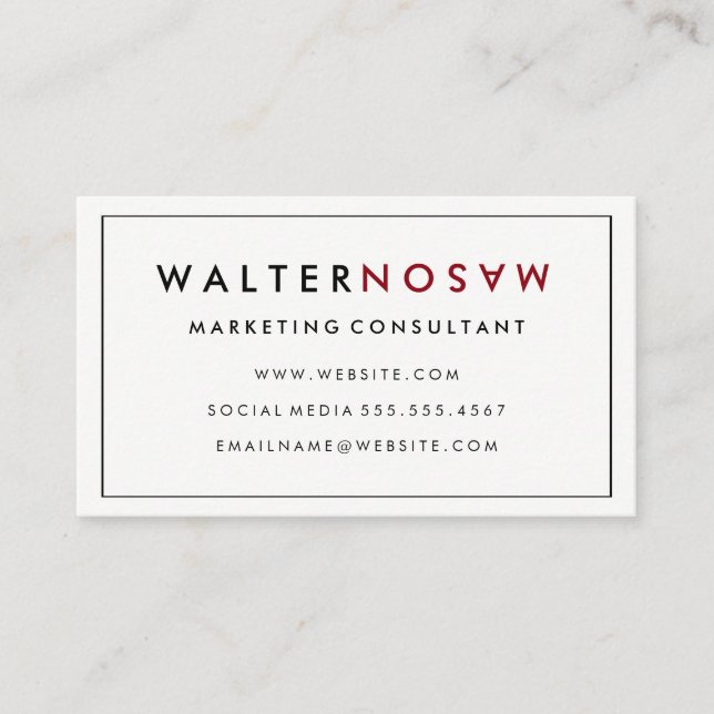 Letter Flip with Border Business Card (Front)