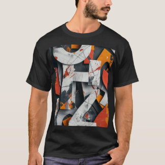 Letter fragments in orange and grey T-Shirt