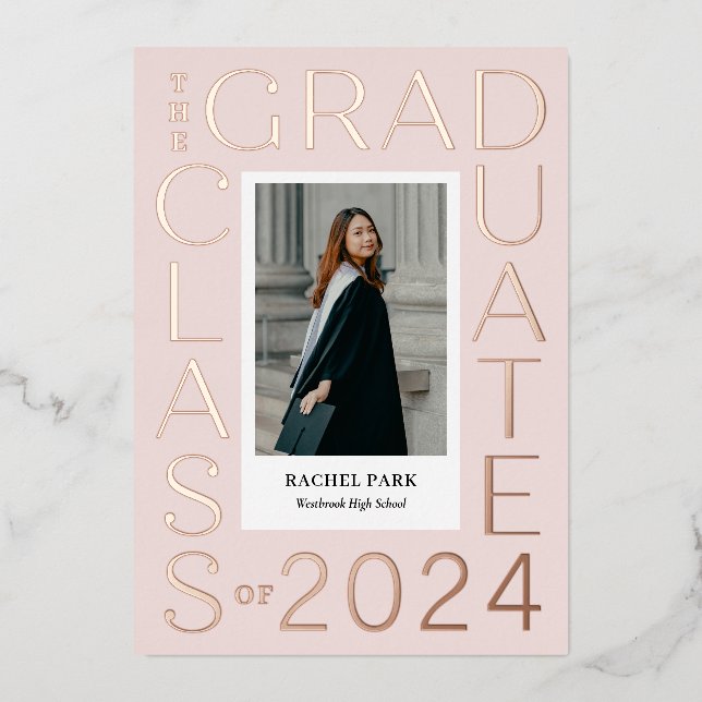 Letter Frame Foil Graduation Announcement Invite (Front)