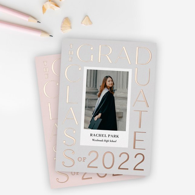 Letter Frame Foil Graduation Announcement Invite (Creator Uploaded)