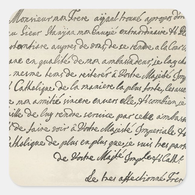 Letter from George I to Charles VI Square Sticker (Front)