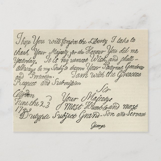 Letter from George III to his grandfather the Postcard (Front)
