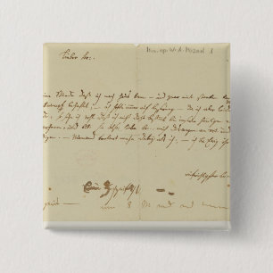 Letter from Mozart to a freemason, January 1786 15 Cm Square Badge