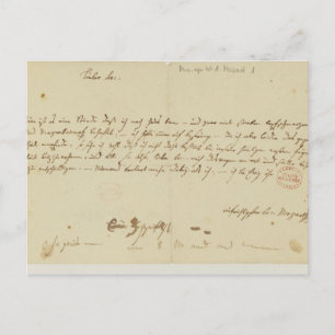 Letter from Mozart to a freemason, January 1786 Postcard