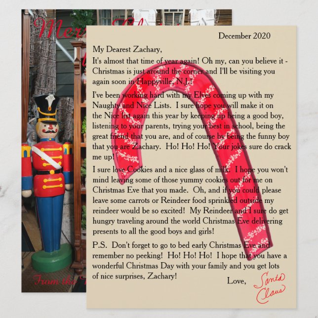 Letter from Santa Candy Cane Nutcrackers Holiday Card (Front/Back)