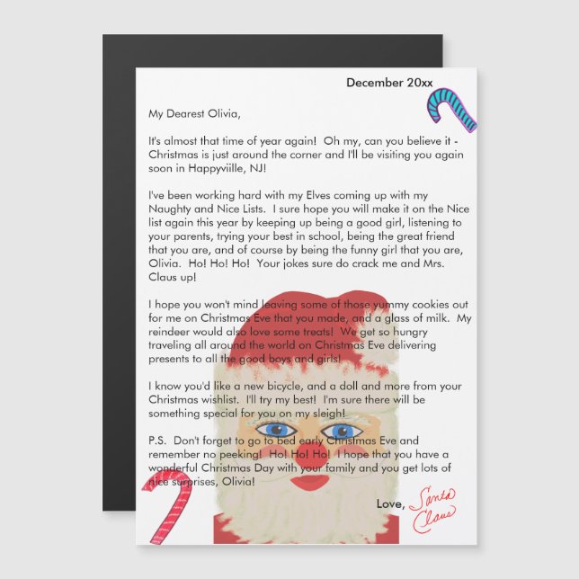 Letter from Santa Candy Canes Child's Name (Front/Back)