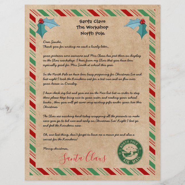 Letter from Santa Claus at the North Pole template Flyer (Front)