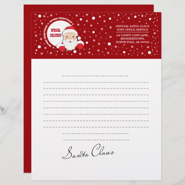 Letter from Santa Claus. Custom Christmas Letterhe Custom Letterhead (Front/Back)