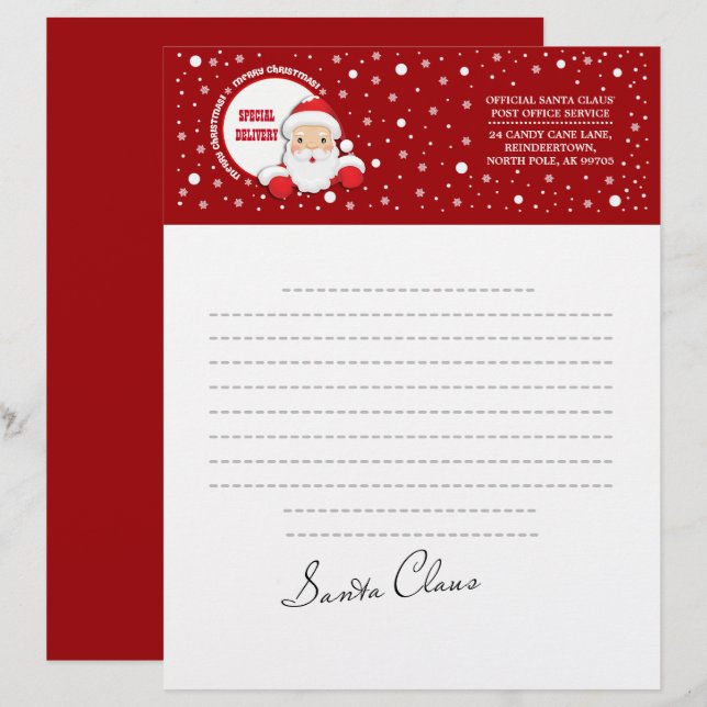 Letter from Santa Claus. Custom Christmas Letterhe Letterhead (Front/Back)