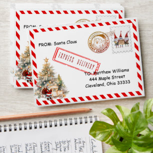 Letter from Santa Claus express delivery elf stamp Envelope