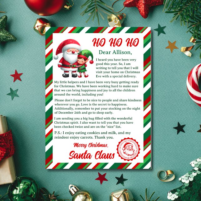 Letter From Santa Claus  Holiday Card (Make this Christmas unforgettable with a personalized letter from Santa! Order yours today!)