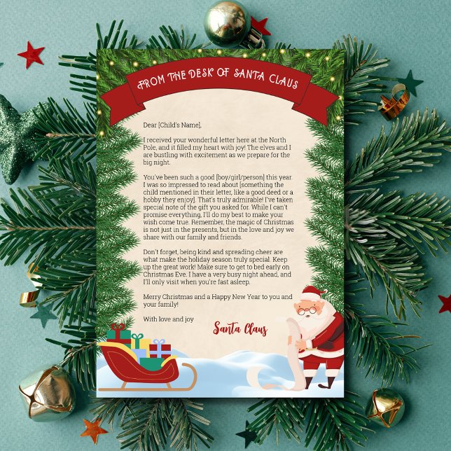 Letter from Santa Claus Traditional Personalised Invitation (Letter from Santa Claus. With traditional whimsical christmas design and customisable text.)