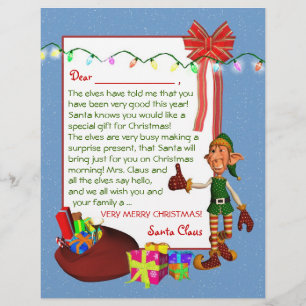 Letter from Santa  - Elf and toys Letterhead