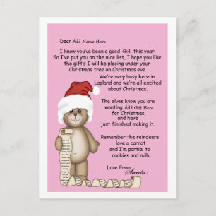 Letter From Santa Holiday Postcard