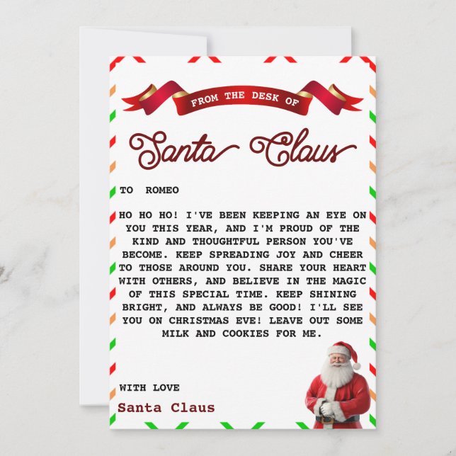 Letter from Santa Invitation (Front)