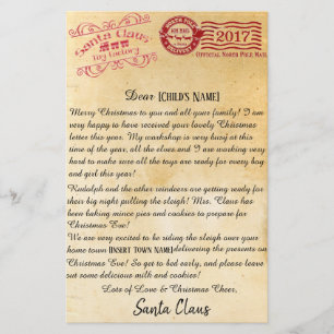 Letter From Santa North Pole Letters Stationery